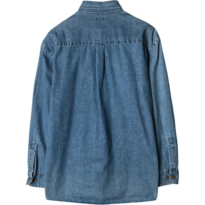 Dickies Long Sleeve Button Down Denim Shirt, Men's Size L cotton blue type Vintage Second Hand