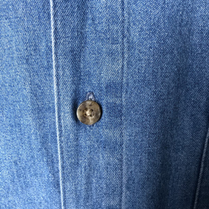 Dickies Long Sleeve Button Down Denim Shirt, Men's Size L cotton blue type Vintage Second Hand