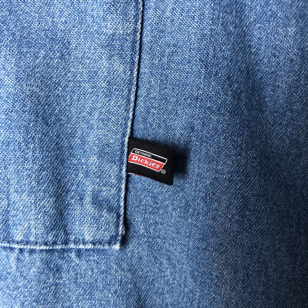 Dickies Long Sleeve Button Down Denim Shirt, Men's Size L cotton blue type Vintage Second Hand