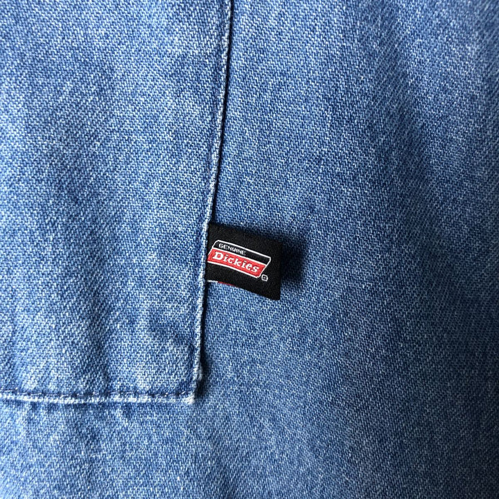 Dickies Long Sleeve Button Down Denim Shirt, Men's Size L cotton blue type Vintage Second Hand