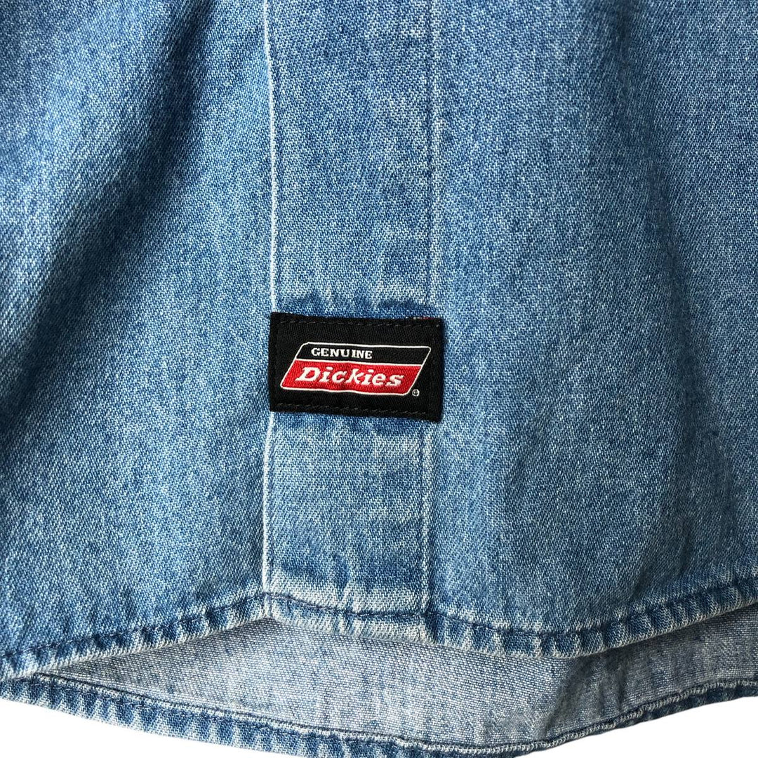 Dickies Long Sleeve Button Down Denim Shirt, Men's Size L cotton blue type Vintage Second Hand