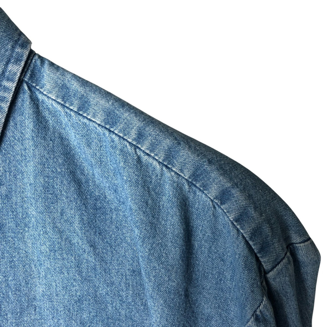 Dickies Long Sleeve Button Down Denim Shirt, Men's Size L cotton blue type Vintage Second Hand