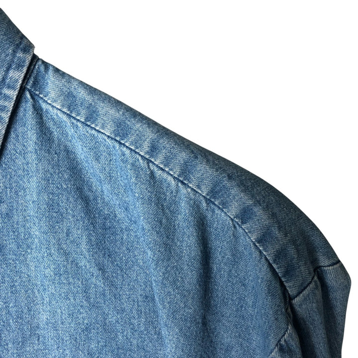 Dickies Long Sleeve Button Down Denim Shirt, Men's Size L cotton blue type Vintage Second Hand
