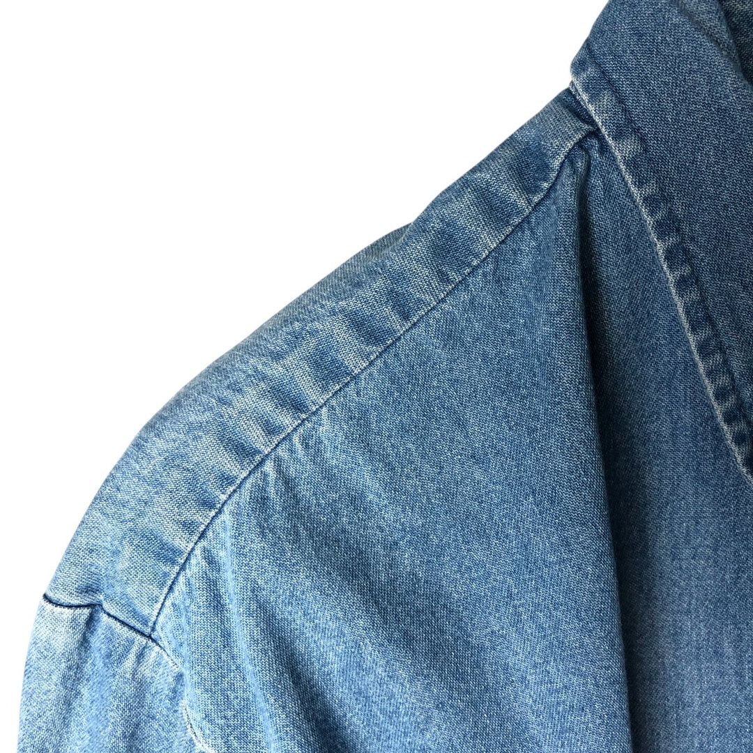 Dickies Long Sleeve Button Down Denim Shirt, Men's Size L cotton blue type Vintage Second Hand