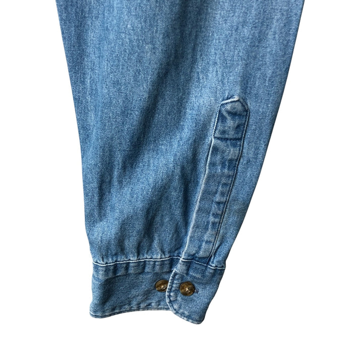 Dickies Long Sleeve Button Down Denim Shirt, Men's Size L cotton blue type Vintage Second Hand