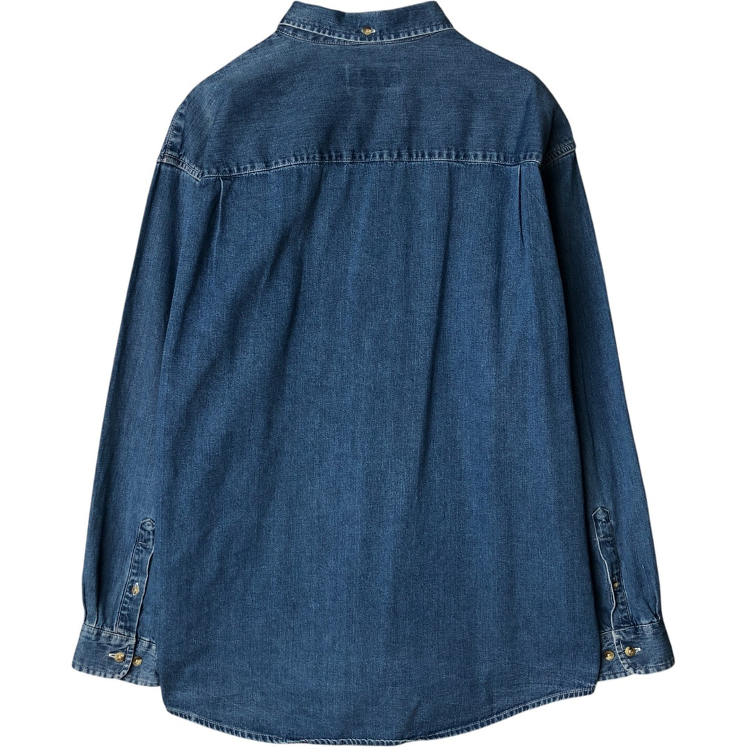 Eddie Bauer long-sleeved button-down denim shirt, men's size XL cotton blue type Vintage Second Hand
