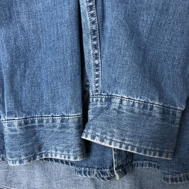 Eddie Bauer long-sleeved button-down denim shirt, men's size XL cotton blue type Vintage Second Hand