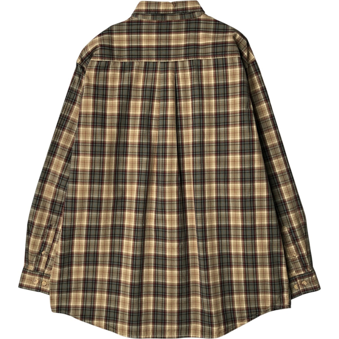 Carhartt Check Pattern Long Sleeve Button-Down Work Shirt, Men's XL cotton Khaki type Vintage Second Hand