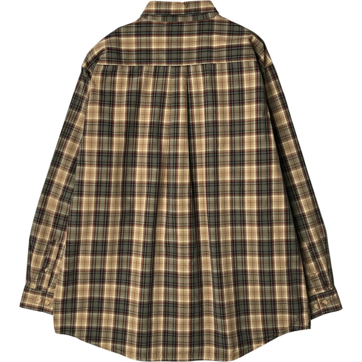 Carhartt Check Pattern Long Sleeve Button-Down Work Shirt, Men's XL cotton Khaki type Vintage Second Hand