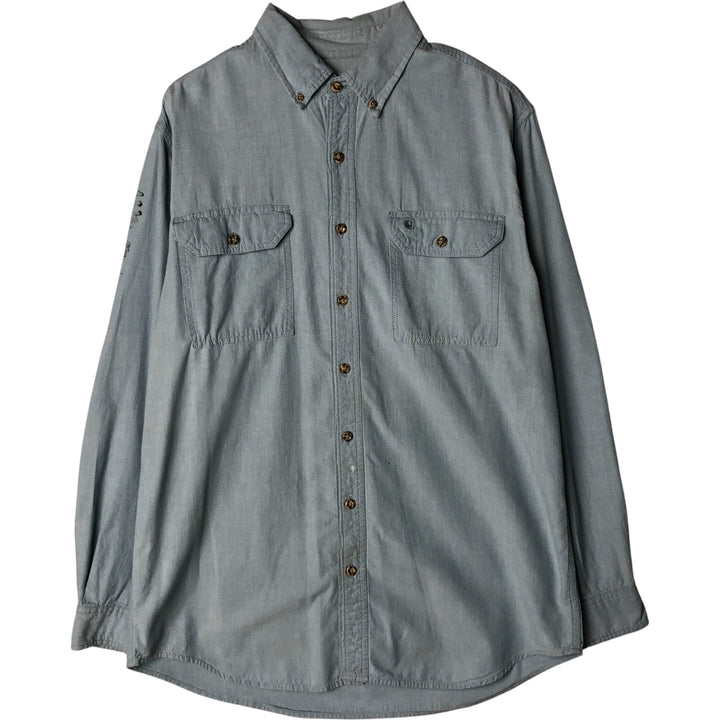 Carhartt long-sleeved button-down work shirt, men's size L cotton blue type Vintage Second Hand