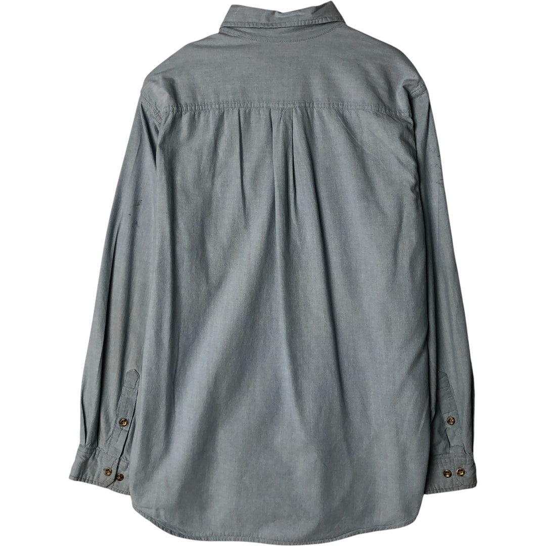 Carhartt long-sleeved button-down work shirt, men's size L cotton blue type Vintage Second Hand