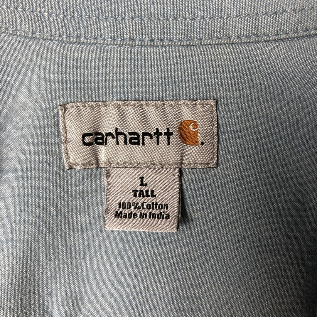 Carhartt long-sleeved button-down work shirt, men's size L cotton blue type Vintage Second Hand