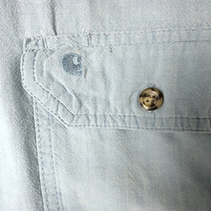 Carhartt long-sleeved button-down work shirt, men's size L cotton blue type Vintage Second Hand