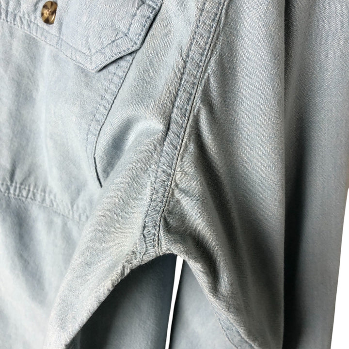 Carhartt long-sleeved button-down work shirt, men's size L cotton blue type Vintage Second Hand