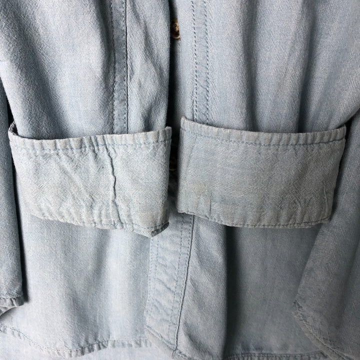 Carhartt long-sleeved button-down work shirt, men's size L cotton blue type Vintage Second Hand