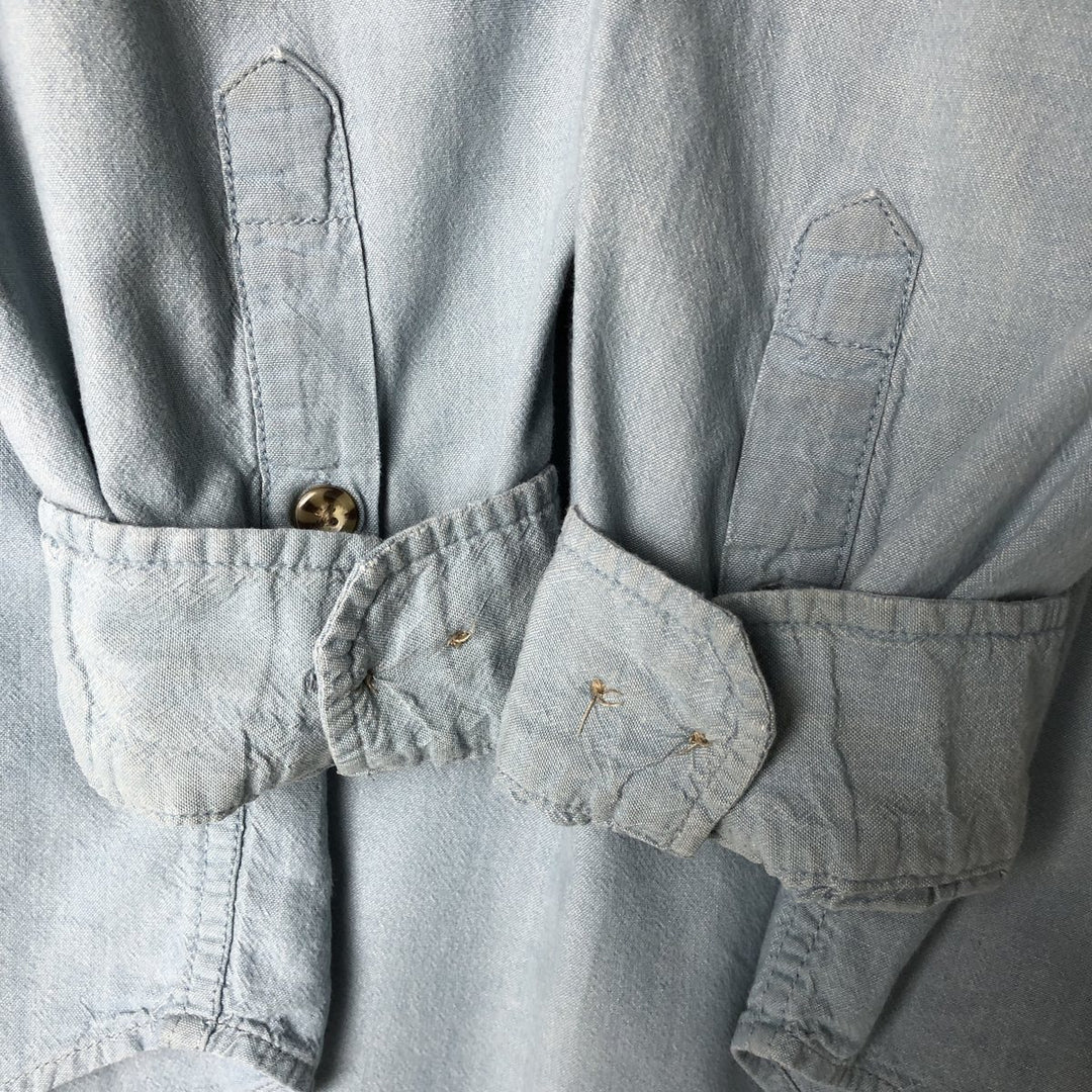 Carhartt long-sleeved button-down work shirt, men's size L cotton blue type Vintage Second Hand