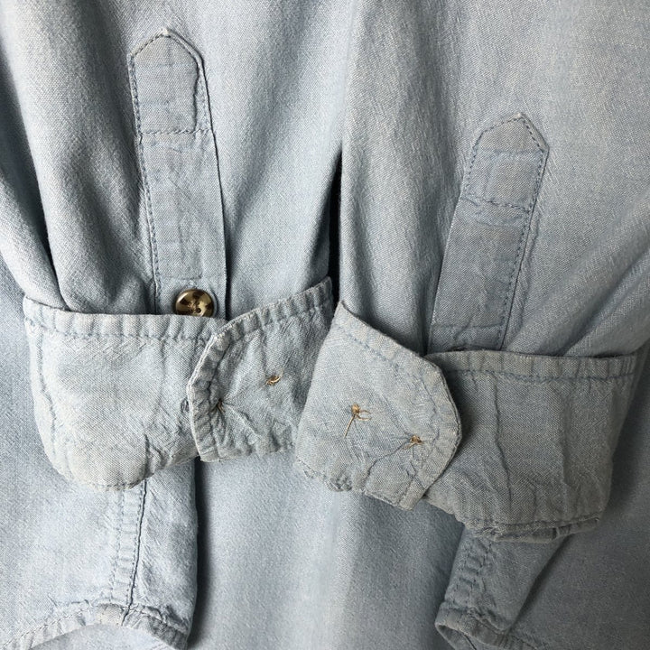 Carhartt long-sleeved button-down work shirt, men's size L cotton blue type Vintage Second Hand