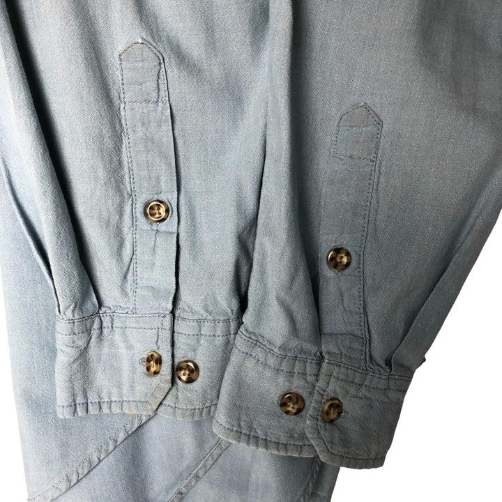 Carhartt long-sleeved button-down work shirt, men's size L cotton blue type Vintage Second Hand