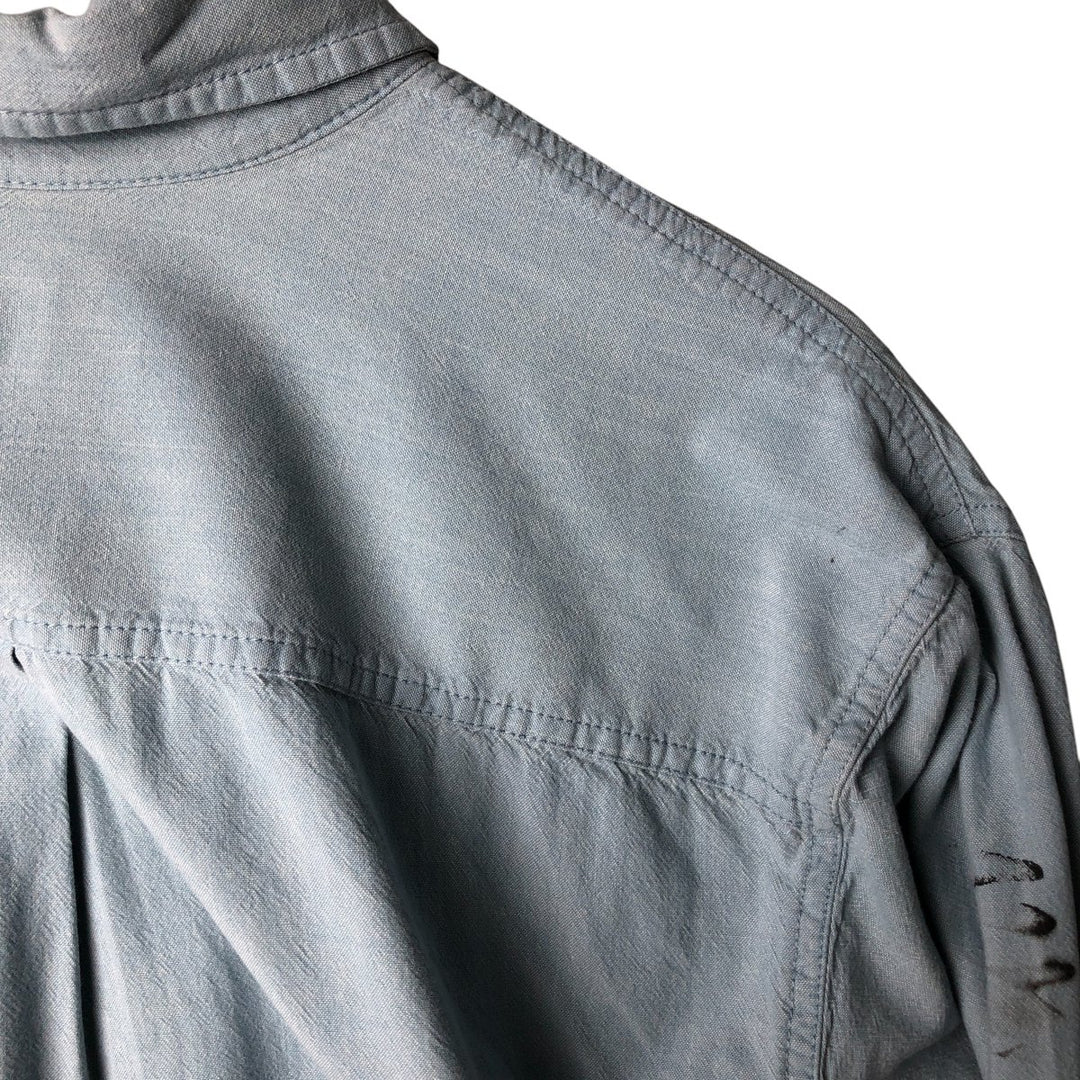 Carhartt long-sleeved button-down work shirt, men's size L cotton blue type Vintage Second Hand