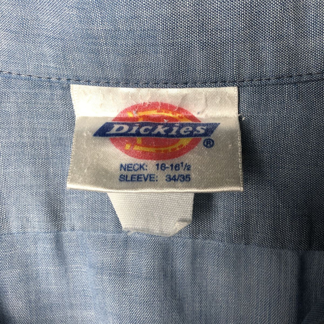 Vintage 80s-90'S Dickies Long Sleeve Chambray Shirt, Men's Size L unclear blue type Vintage Second Hand