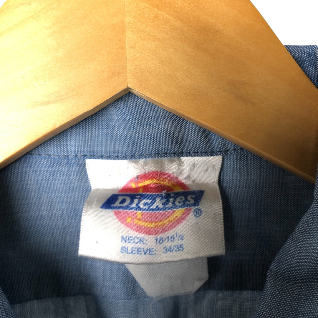 Vintage 80s-90'S Dickies Long Sleeve Chambray Shirt, Men's Size L unclear blue type Vintage Second Hand
