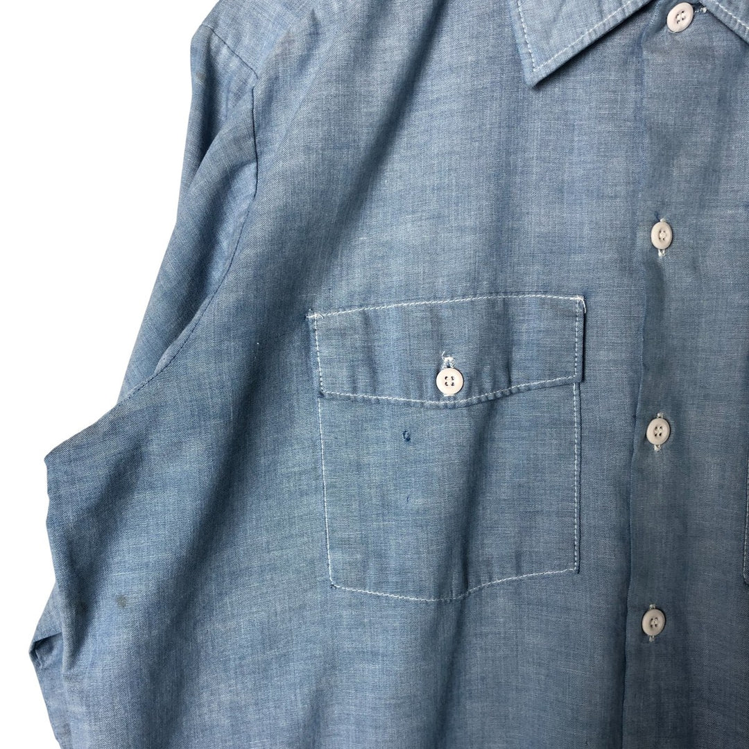 Vintage 80s-90'S Dickies Long Sleeve Chambray Shirt, Men's Size L unclear blue type Vintage Second Hand