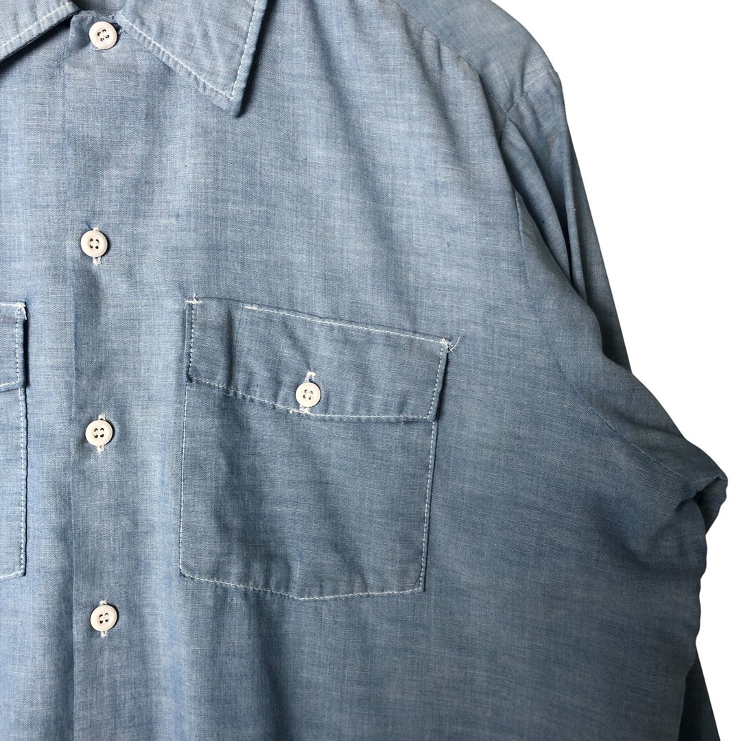 Vintage 80s-90'S Dickies Long Sleeve Chambray Shirt, Men's Size L unclear blue type Vintage Second Hand