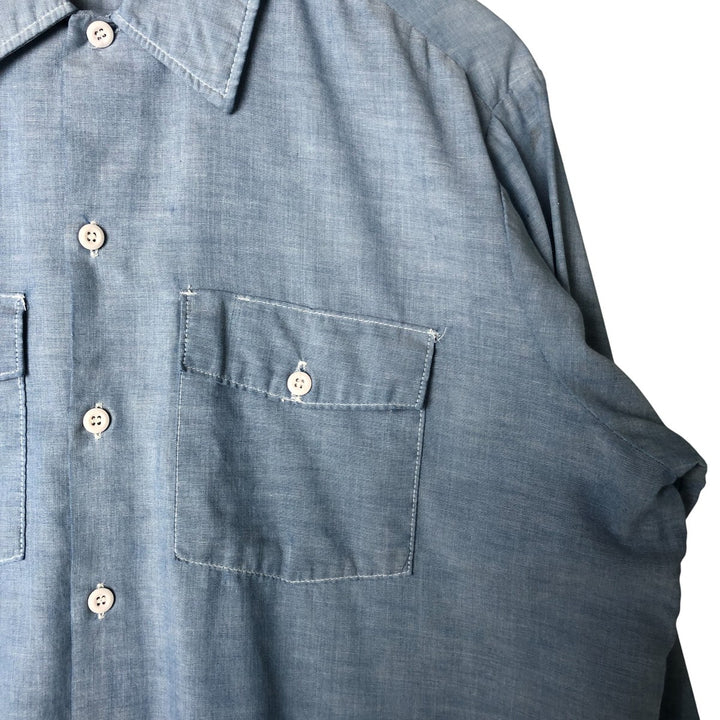 Vintage 80s-90'S Dickies Long Sleeve Chambray Shirt, Men's Size L unclear blue type Vintage Second Hand