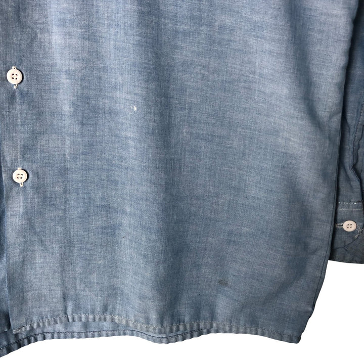 Vintage 80s-90'S Dickies Long Sleeve Chambray Shirt, Men's Size L unclear blue type Vintage Second Hand
