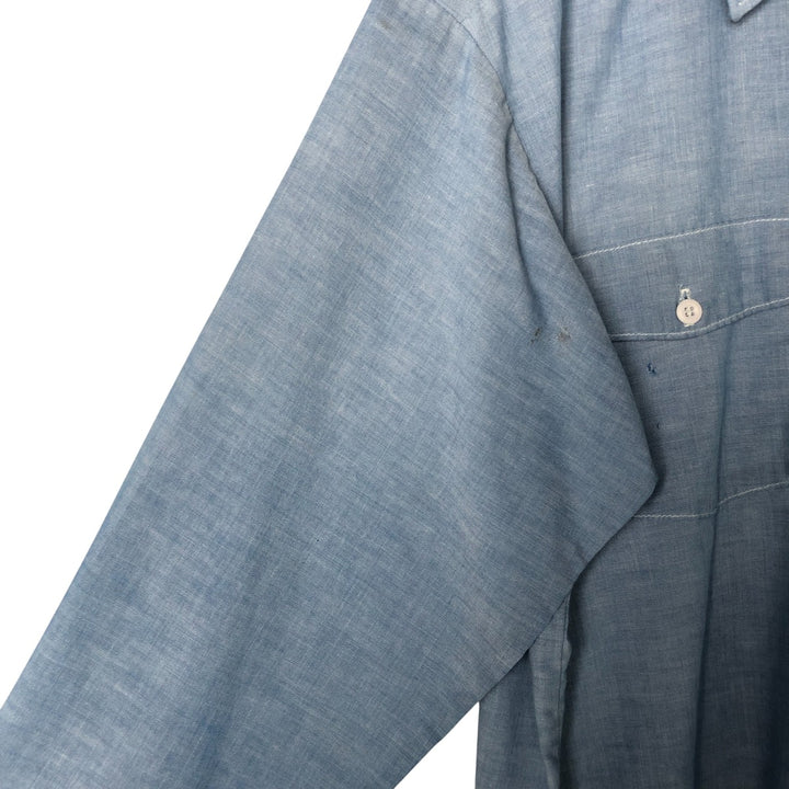 Vintage 80s-90'S Dickies Long Sleeve Chambray Shirt, Men's Size L unclear blue type Vintage Second Hand