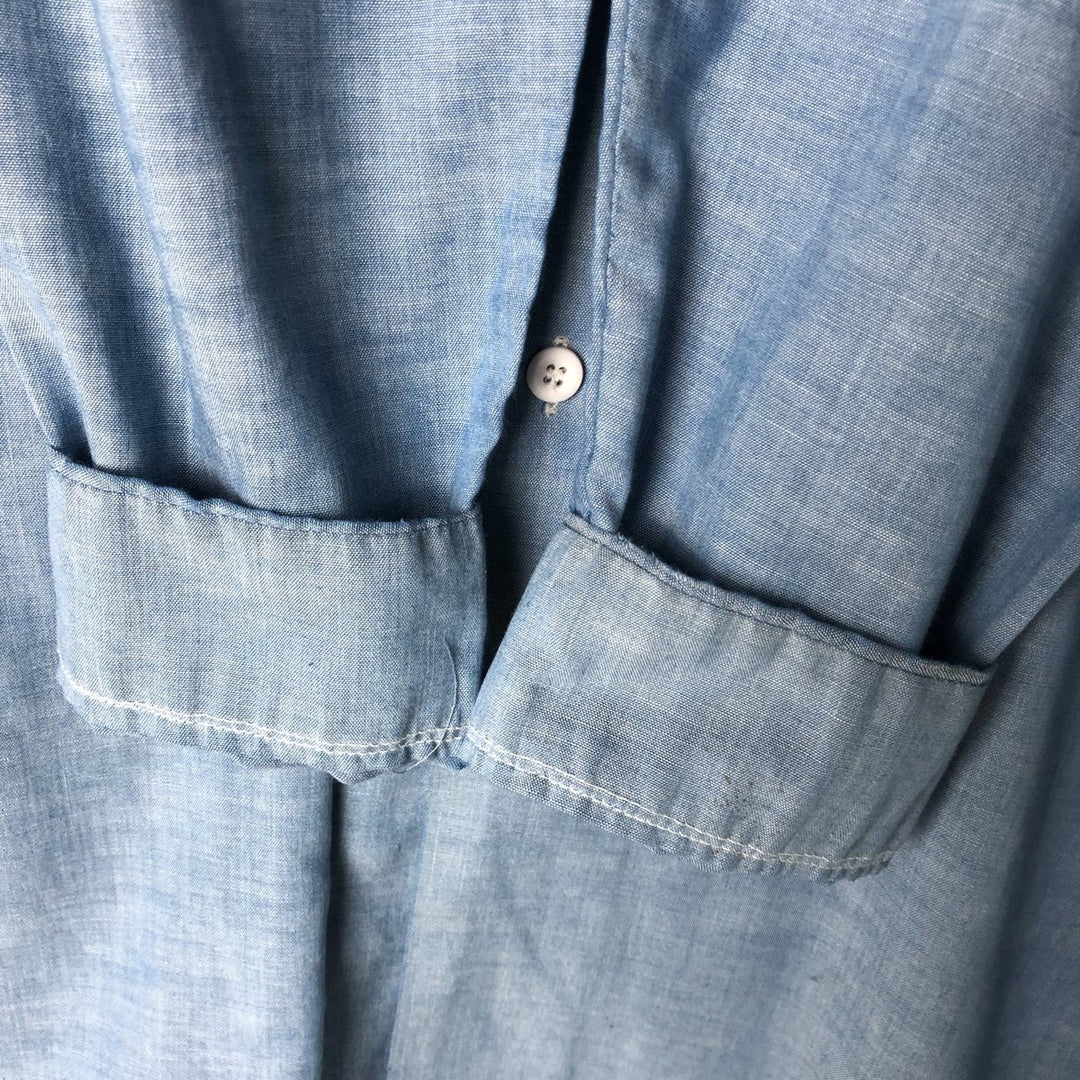 Vintage 80s-90'S Dickies Long Sleeve Chambray Shirt, Men's Size L unclear blue type Vintage Second Hand