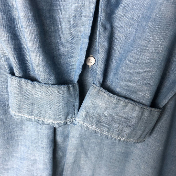 Vintage 80s-90'S Dickies Long Sleeve Chambray Shirt, Men's Size L unclear blue type Vintage Second Hand