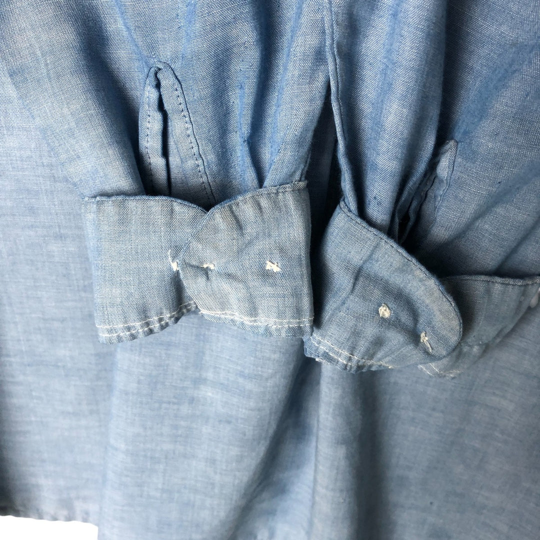 Vintage 80s-90'S Dickies Long Sleeve Chambray Shirt, Men's Size L unclear blue type Vintage Second Hand