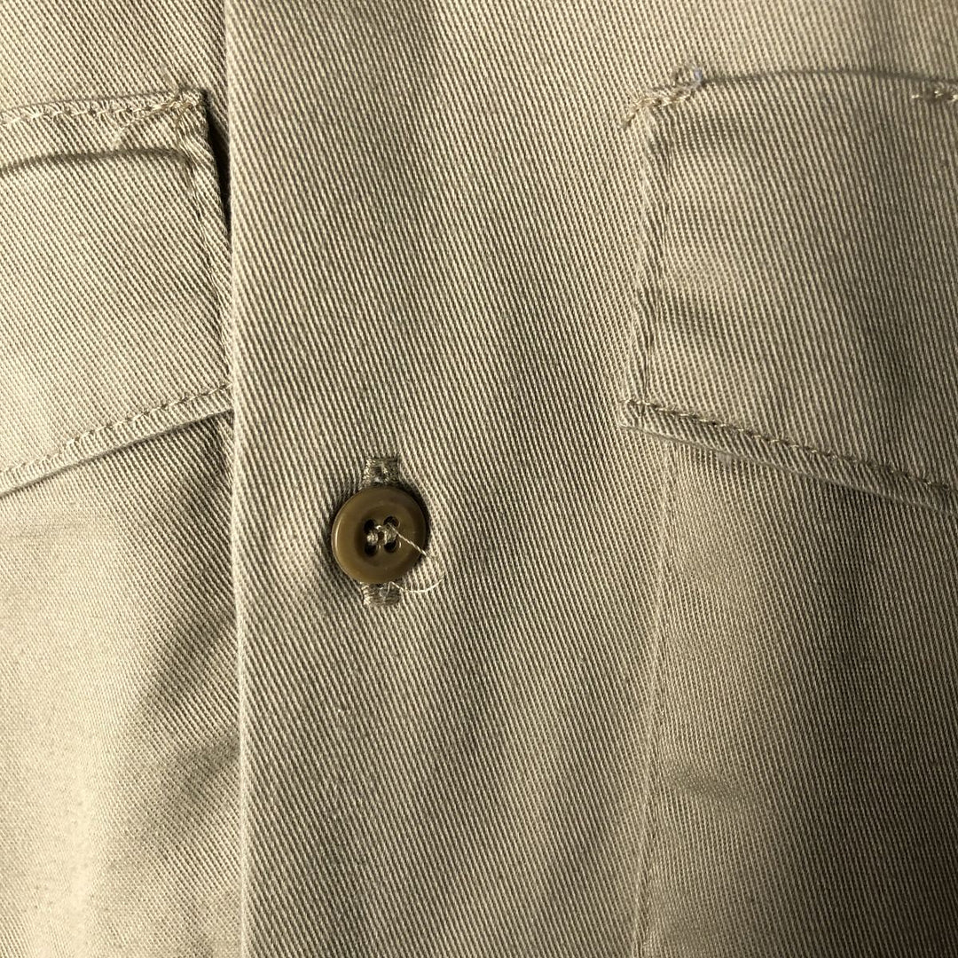 Vintage 80s-90'S Dickies long-sleeved work shirt, Made in USA, Men's size M polyester Khaki type Vintage Second Hand