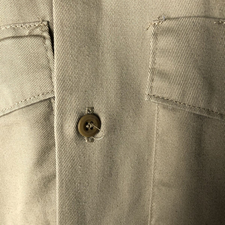 Vintage 80s-90'S Dickies long-sleeved work shirt, Made in USA, Men's size M polyester Khaki type Vintage Second Hand