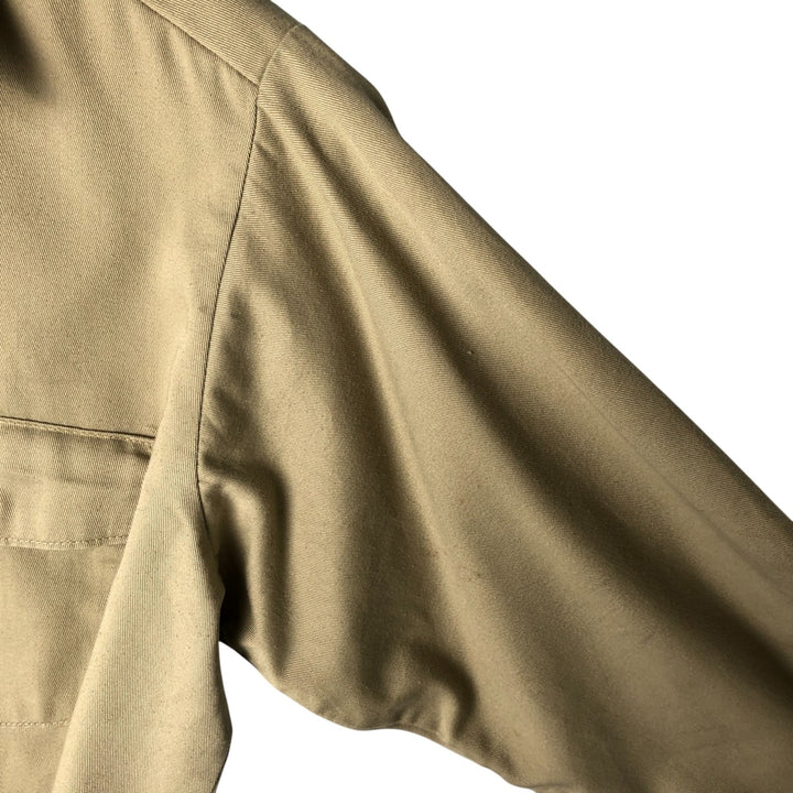 Vintage 80s-90'S Dickies long-sleeved work shirt, Made in USA, Men's size M polyester Khaki type Vintage Second Hand