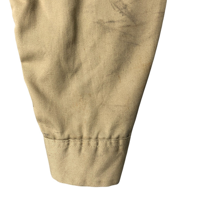 Vintage 80s-90'S Dickies long-sleeved work shirt, Made in USA, Men's size M polyester Khaki type Vintage Second Hand