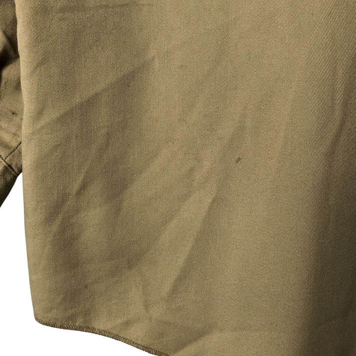 Vintage 80s-90'S Dickies long-sleeved work shirt, Made in USA, Men's size M polyester Khaki type Vintage Second Hand