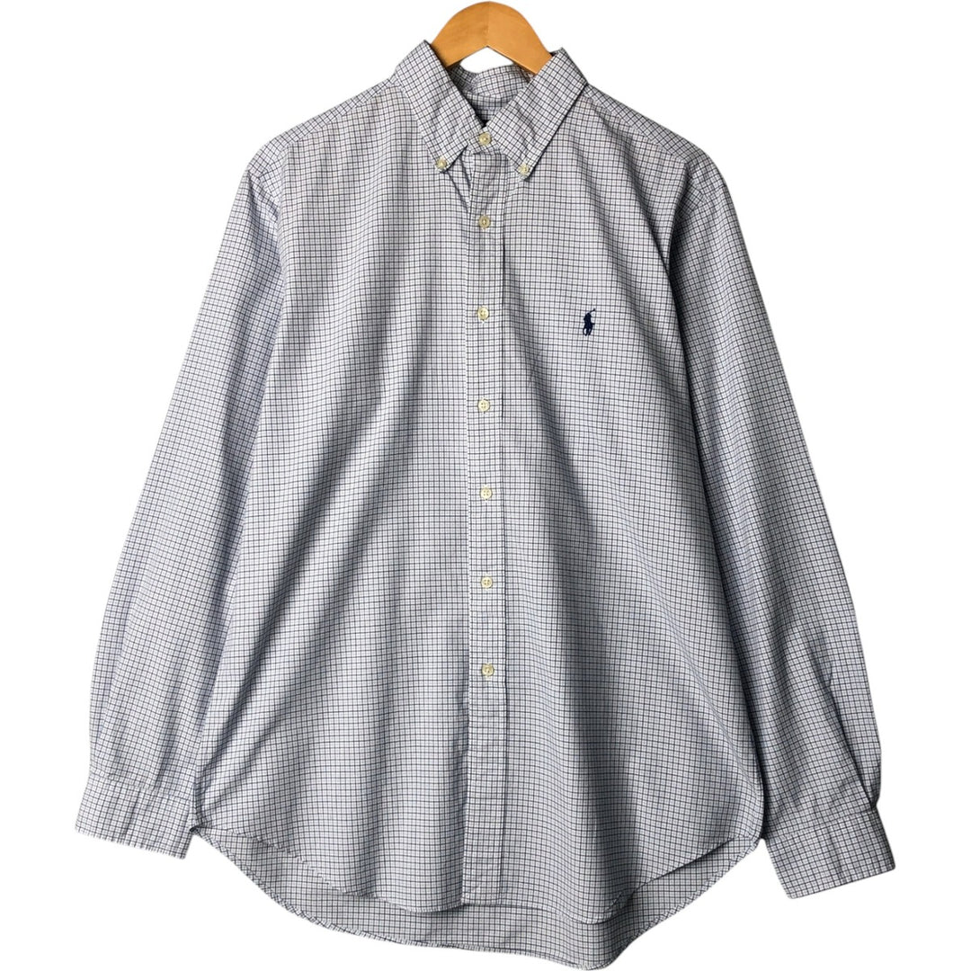 Ralph Lauren Classic Fit Long Sleeve Button Down Check Shirt Men's Size L cotton white type Vintage Second Hand