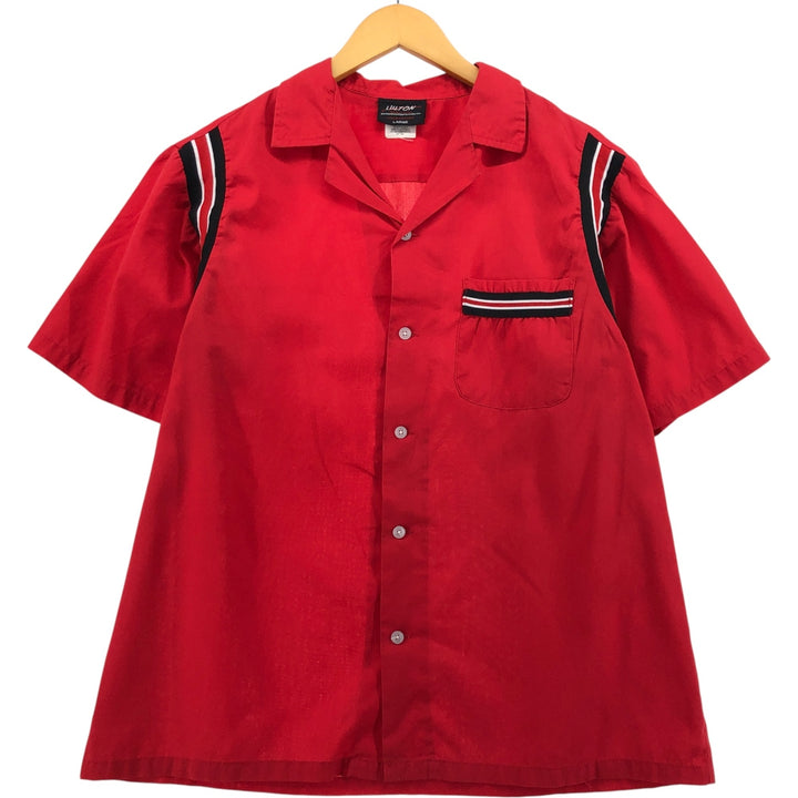 Hilton HILTON Open Collar Bowling Shirt, Box Shirt, Men's Size L cotton red type Vintage Second Hand