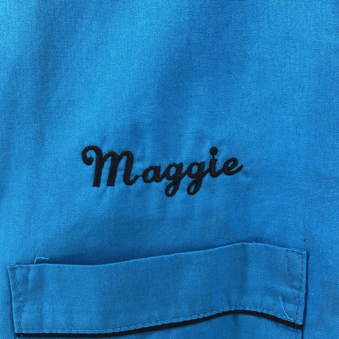 Vintage 1980'S Hilton Active Apparel open-collar bowling shirt, boxy, made in the USA, size M. cotton Blue type light blue Vintage Second Hand