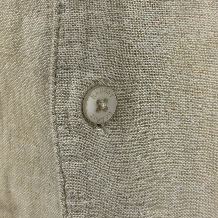 90s-00'S Haggar Washable Linen Two-Tone Short Sleeve Open Collar Rayon and Linen Box Shirt, Men's Size XL linen Beige type Vintage Second Hand