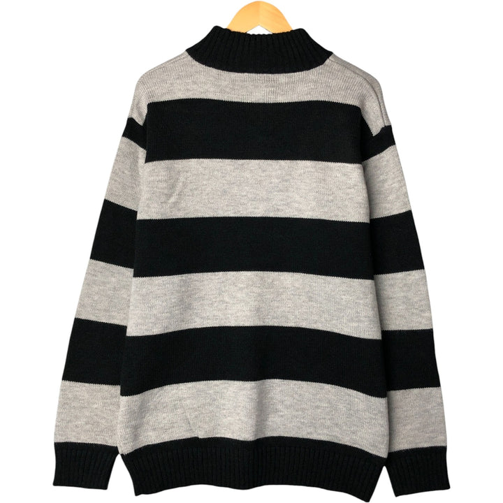 SOUTHPOLE Border Pattern Acrylic Knit Half-Zip Sweater, Men's Size XL acrylic gray type Vintage Second Hand