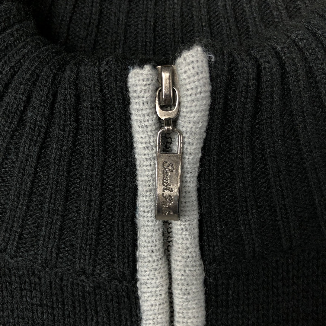 SOUTHPOLE Border Pattern Acrylic Knit Half-Zip Sweater, Men's Size XL acrylic gray type Vintage Second Hand