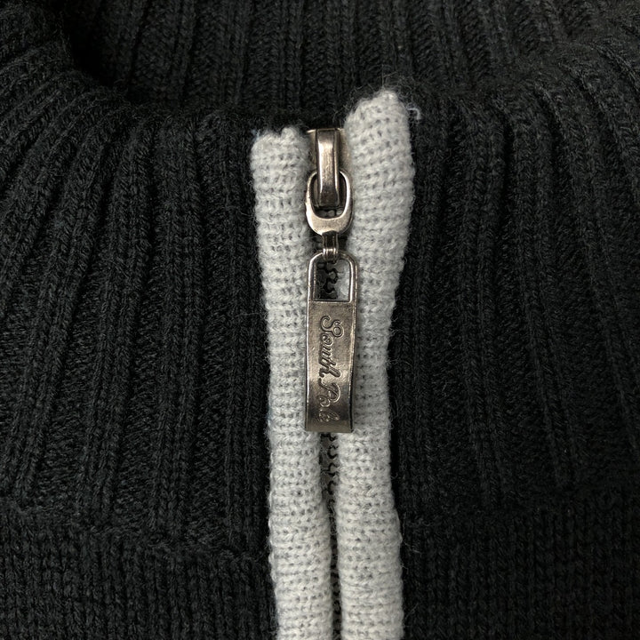 SOUTHPOLE Border Pattern Acrylic Knit Half-Zip Sweater, Men's Size XL acrylic gray type Vintage Second Hand