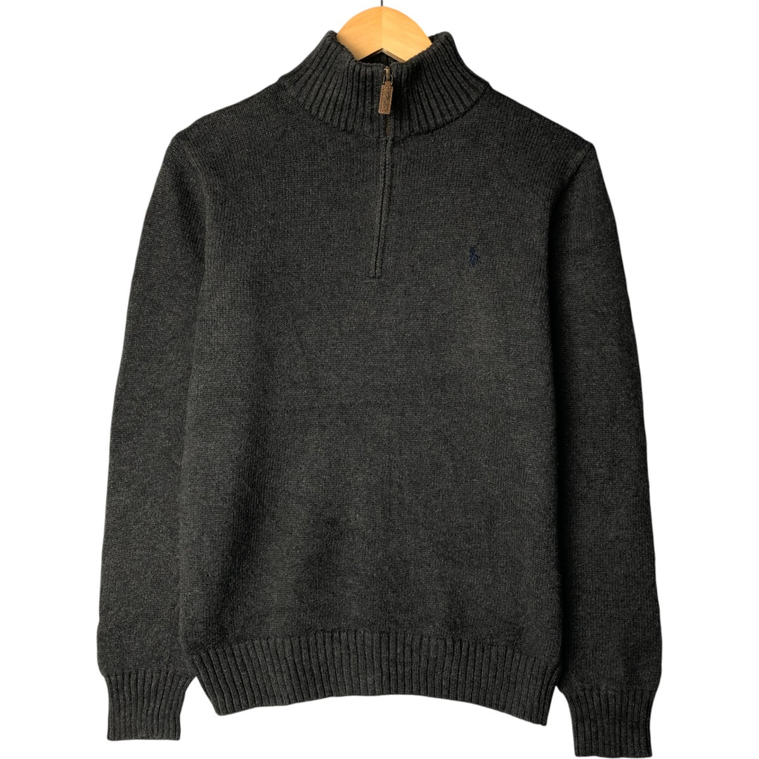 Ralph Lauren POLO RALPH LAUREN Cotton knit half zip sweater Women's XL size cotton gray type Vintage Second Hand