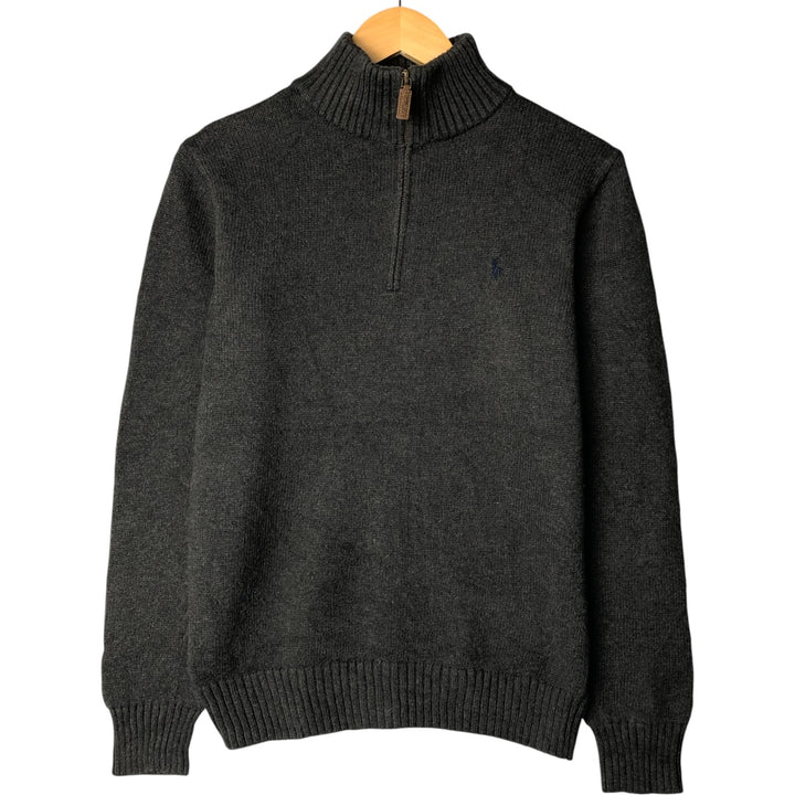 Ralph Lauren POLO RALPH LAUREN Cotton knit half zip sweater Women's XL size cotton gray type Vintage Second Hand