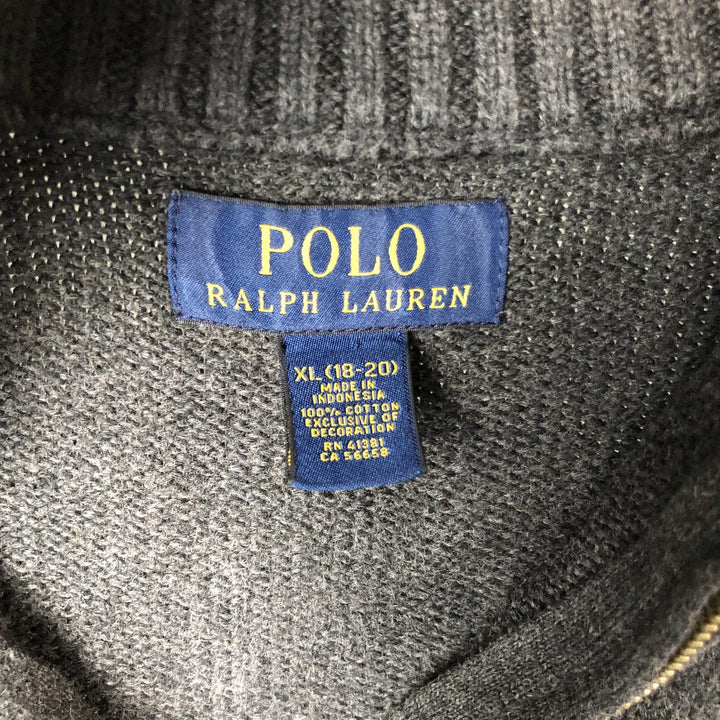 Ralph Lauren POLO RALPH LAUREN Cotton knit half zip sweater Women's XL size cotton gray type Vintage Second Hand
