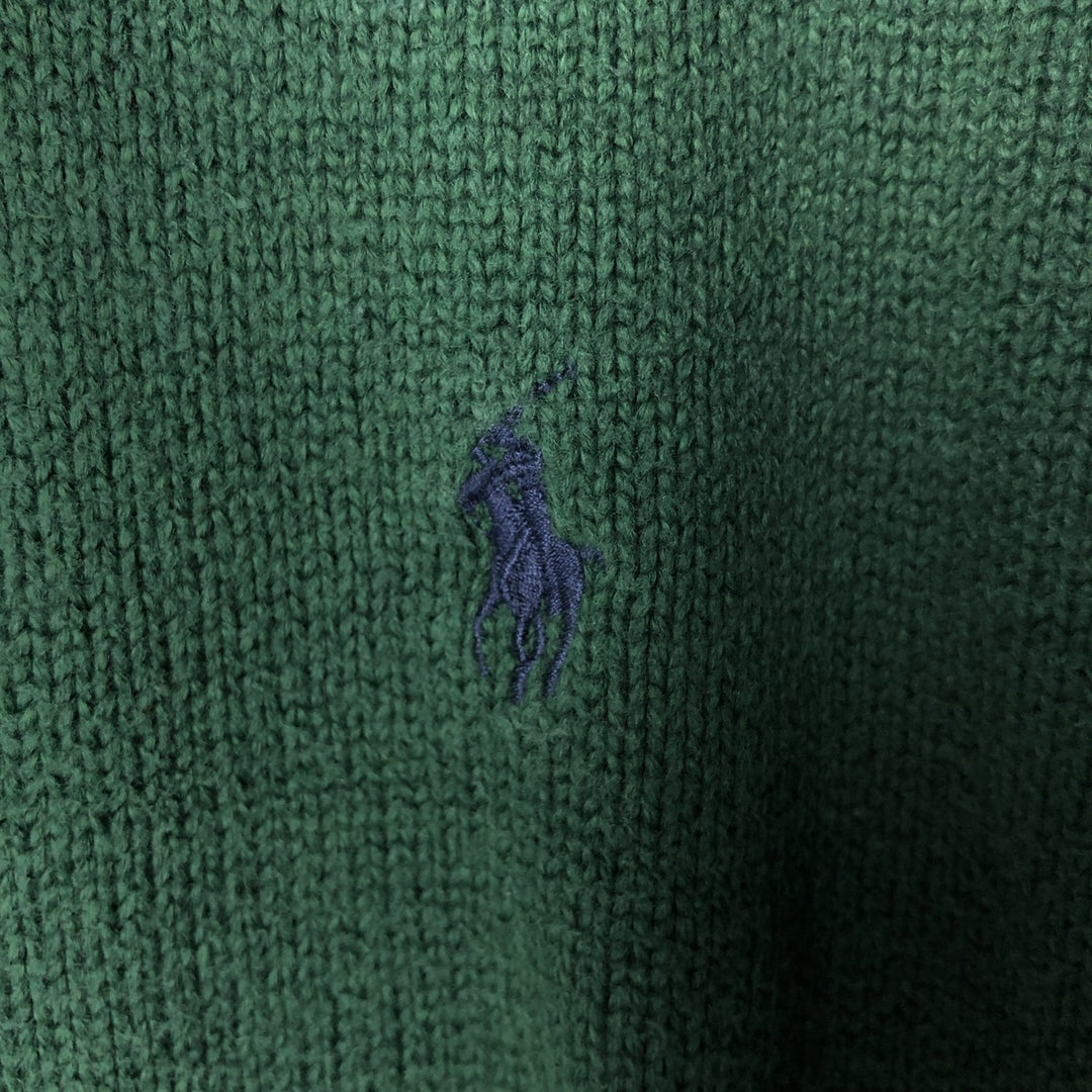 Ralph Lauren POLO RALPH LAUREN Cotton knit half zip sweater Men's XL size cotton green type Vintage Second Hand