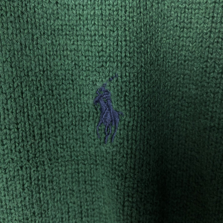 Ralph Lauren POLO RALPH LAUREN Cotton knit half zip sweater Men's XL size cotton green type Vintage Second Hand